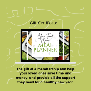 clean food mama meal planner membership gift card, give the gift of health, meal planner, plant based meal planner